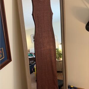 superdown Ribbed Sleeveless Maxi Dress in Brown